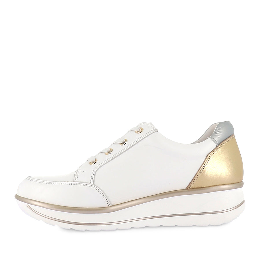 MEDAL - WHITE/GOLD LEATHER