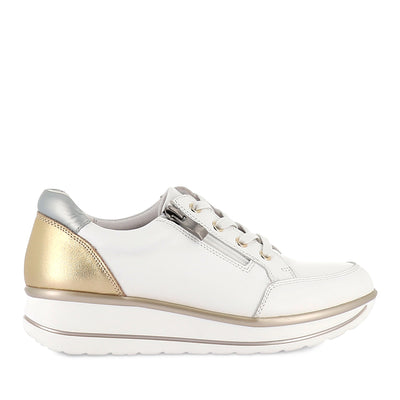 MEDAL - WHITE/GOLD LEATHER