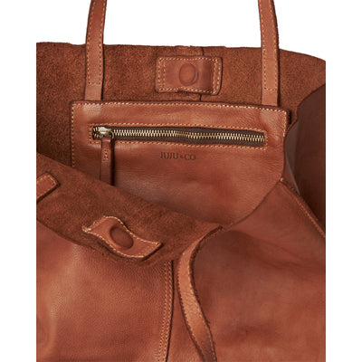 BABY UNLINED TOTE - COGNAC LEATHER
