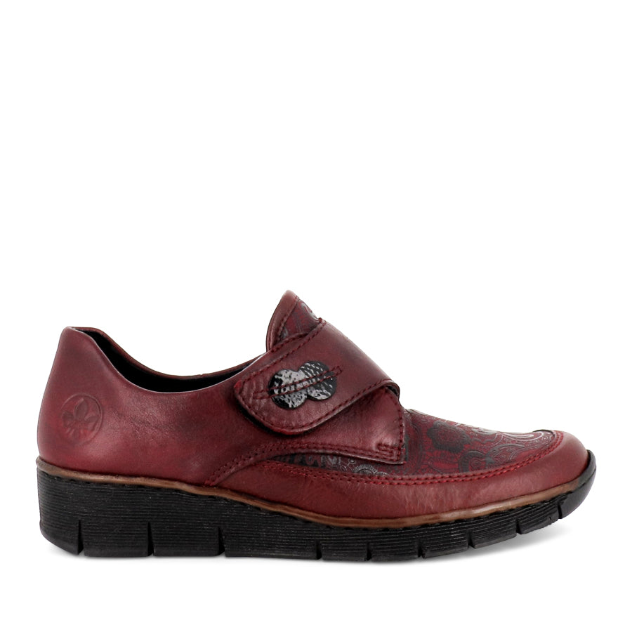 CARIE 537C0 - BURGUNDY LEATHER/STRETCH COMBO