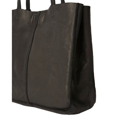 BABY UNLINED TOTE - BLACK LEATHER
