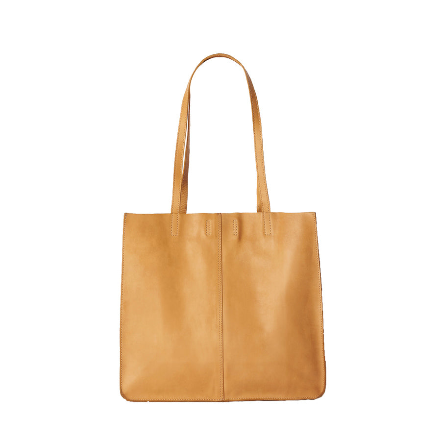 BABY UNLINED TOTE - TAN LEATHER