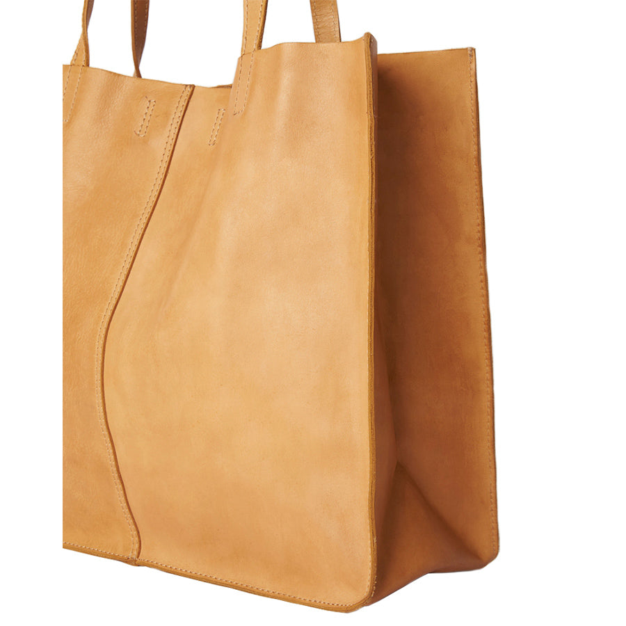 BABY UNLINED TOTE - TAN LEATHER
