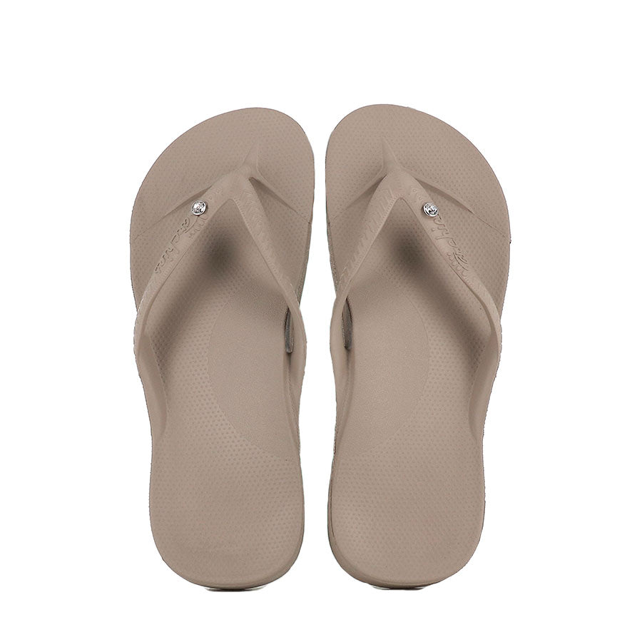 ARCH SUPPORT THONGS - TAUPE CRYSTAL – Evans Shoes