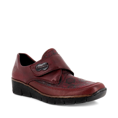 CARIE 537C0 - BURGUNDY LEATHER/STRETCH COMBO