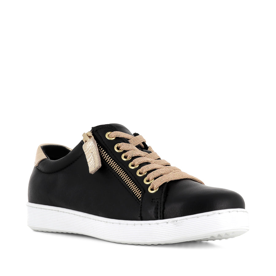 TOKEN - BLACK/GOLD LEATHER – Evans Shoes