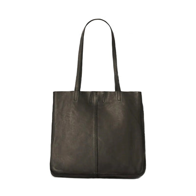 BABY UNLINED TOTE - BLACK LEATHER