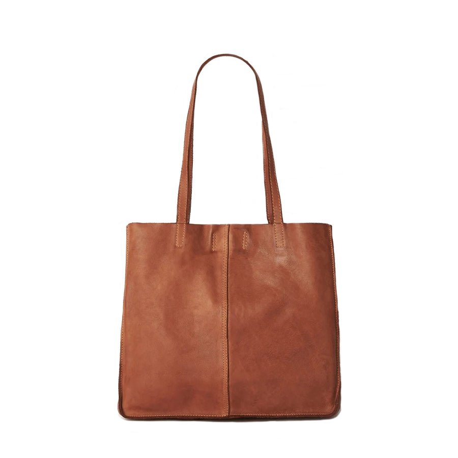 BABY UNLINED TOTE - COGNAC LEATHER