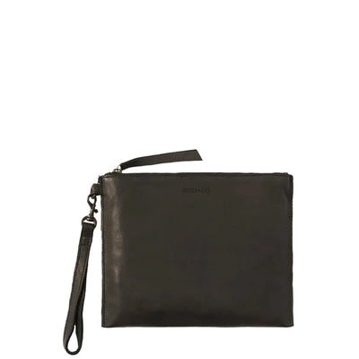 WALLET LARGE FLAT POUCH - BLACK LEATHER